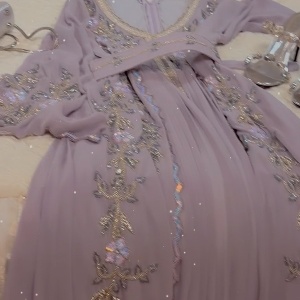 Lavender Beaded Evening Gown - Picture 2 of 3